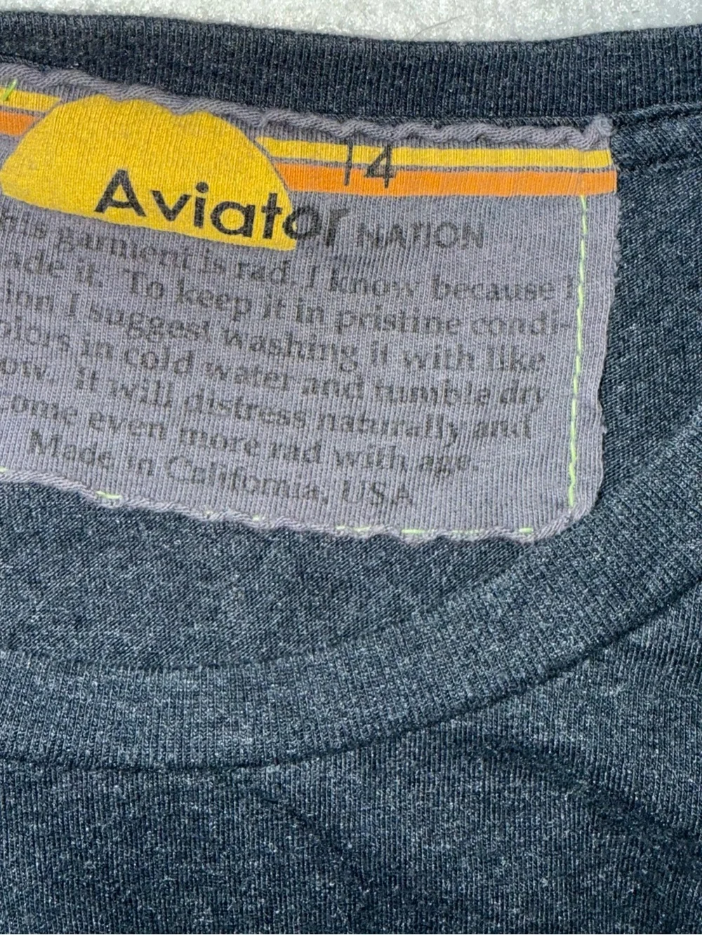 Aviator Nation Navy Tee with White Lightning Bolt